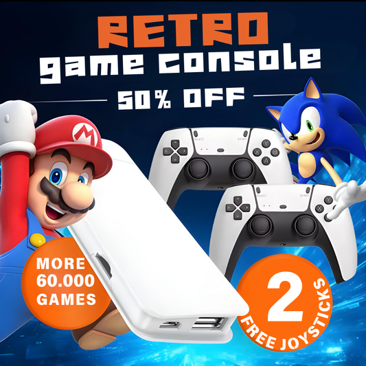 Retro Game Console - 60,000 Retro Games + 2 FREE Gamepads